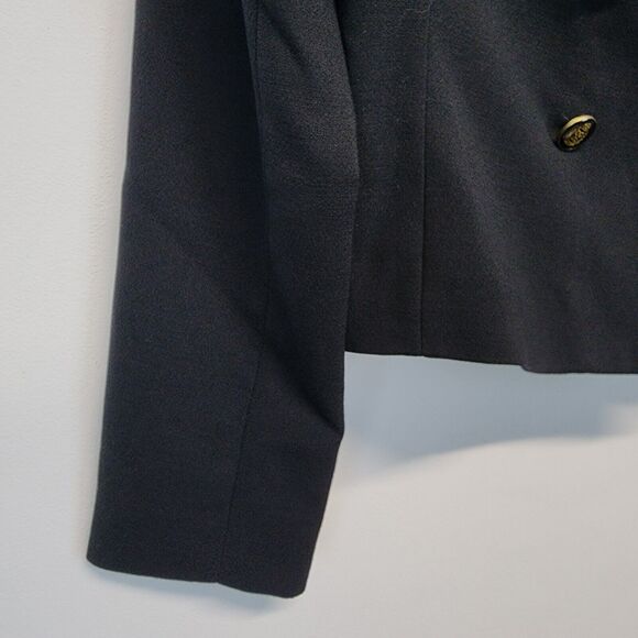 CAbi Black Stretch Knit Blazer Jacket Size 4 Double Breast Crest Academia Preppy - Picture 8 of 15